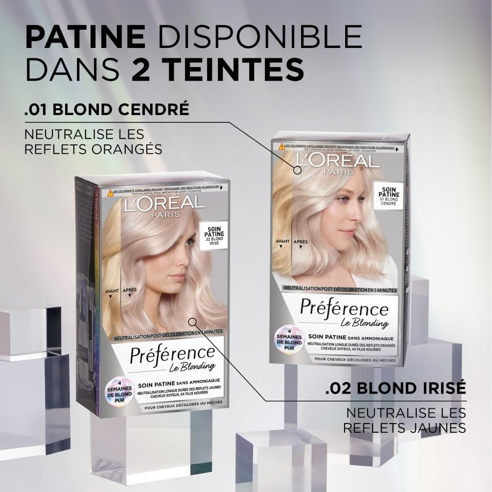 L'Oréal Paris - Préférence Le Blonding - soin post-décoloration, sans ammoniaque, neutralise reflets orangés, blond cend