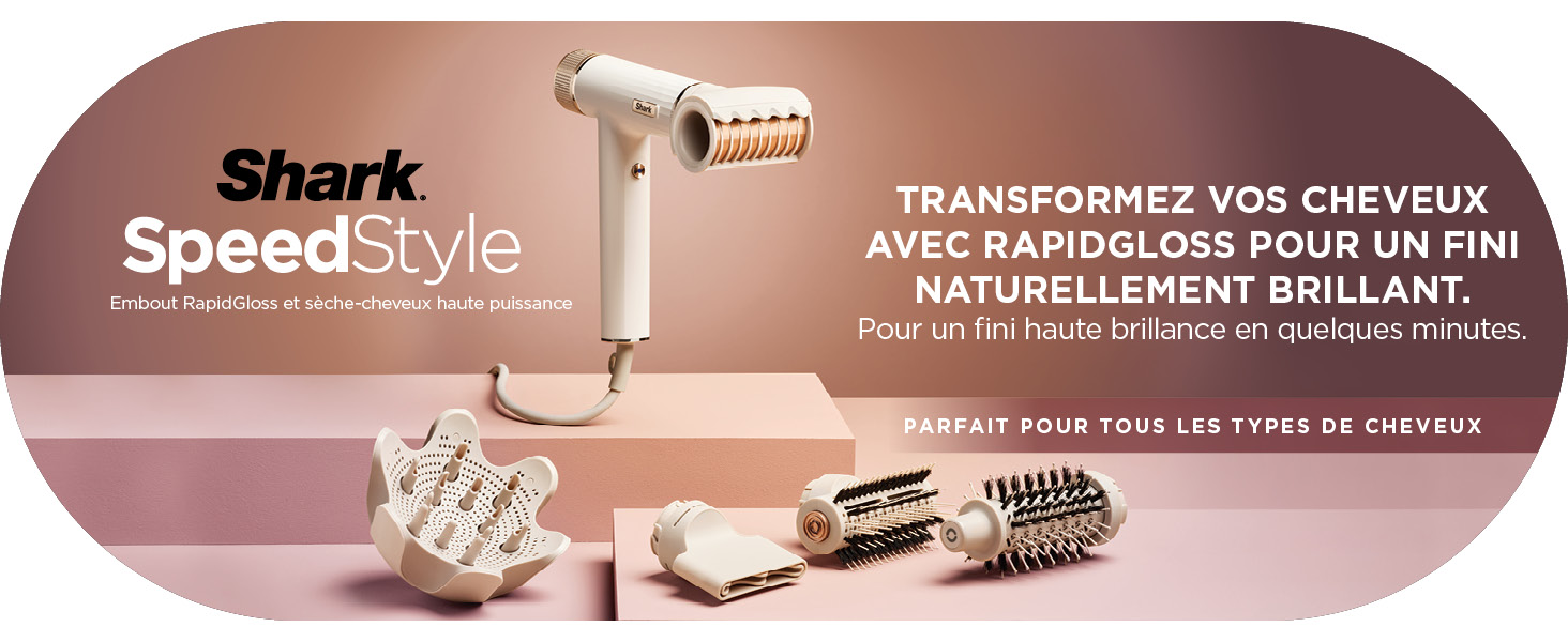 Shark SpeedStyle Sèche-cheveux & Finisseur RapidGloss avec étui de rangement, 5 stylers
