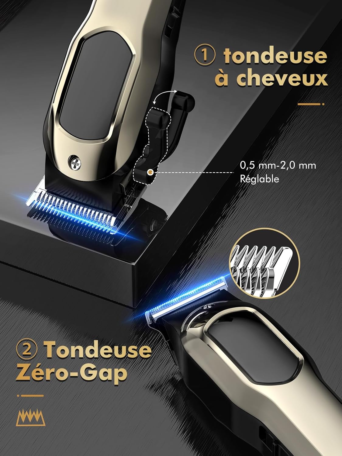 Tondeuse cheveux homme - kit professionnel barbe et coiffure - outils multifonctions - coupe précise - pour usage famili