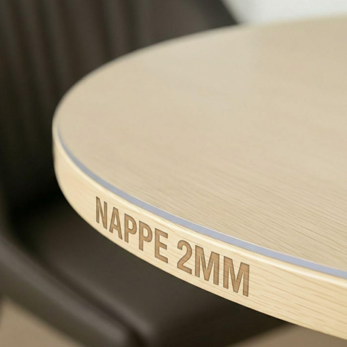 Nappe transparente ronde 105 cm, épaisseur 2mm, protection anti-tache