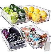 [Lot de 4] Boite de Rangement Frigo Transparent - Boite Rangement Cuisine avec Poignées Organisat...