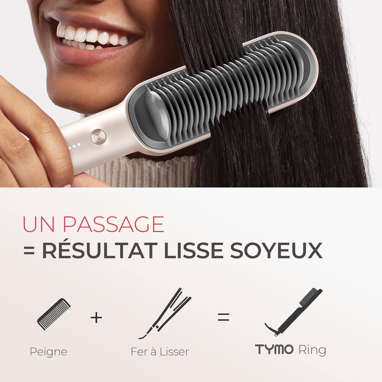 TYMO - Ring - Brosse lissante, 5 températures, anti-brûlure, or