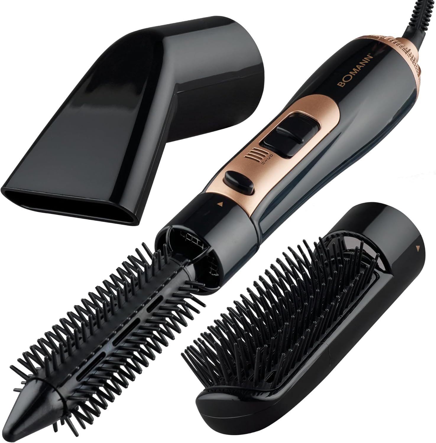 Bomann - brosse à air chaud, 3 embouts, 2 niveaux, pour tous cheveux HAS6077CB