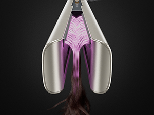 Schéma en coupe transversale montrant la structure intérieure d'un appareil gris avec un composant interne violet sur fond noir