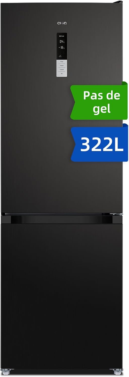 CHIQ - Réfrigérateur congélateur 322L - no frost, multi-air, tactile, 12 ans garantie