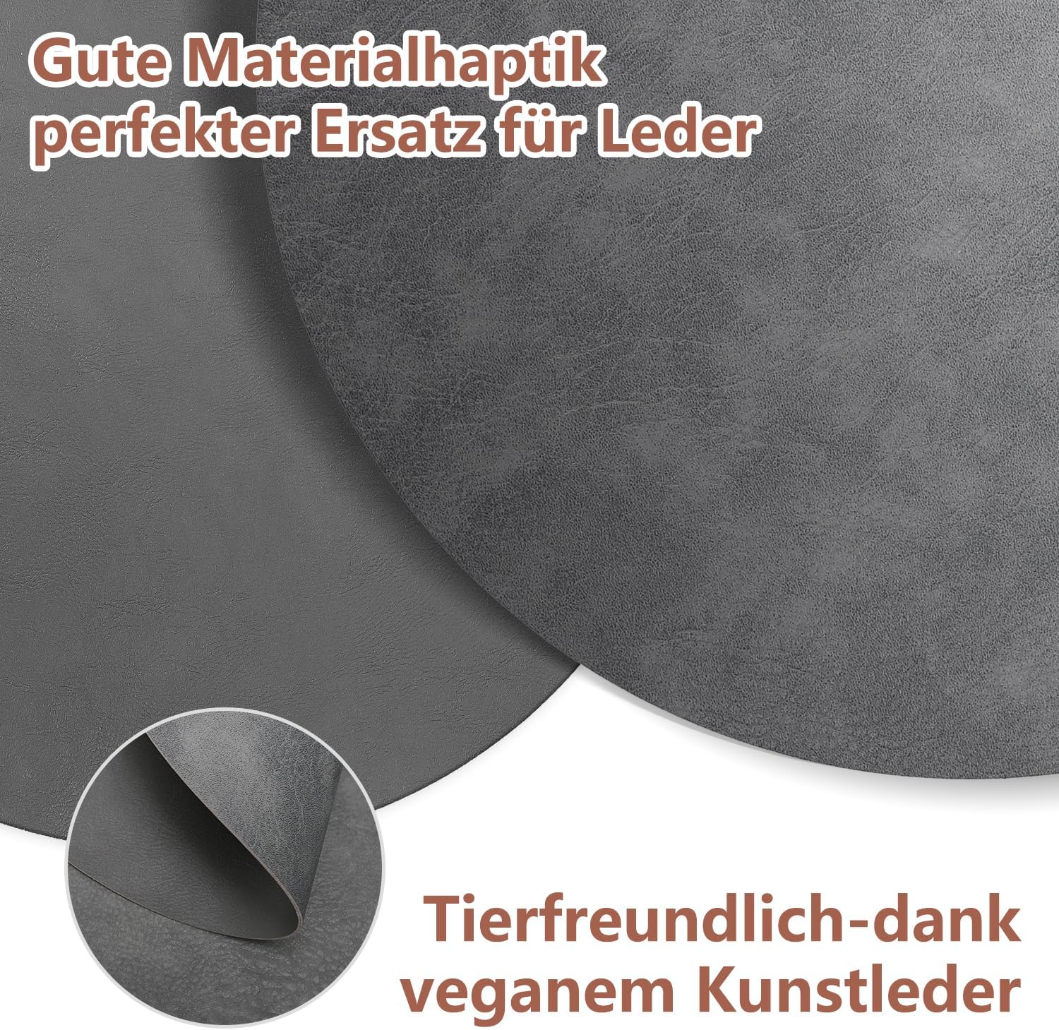 Set de table - lot de 4, PU double face, 36x36cm, lavable, antidérapant