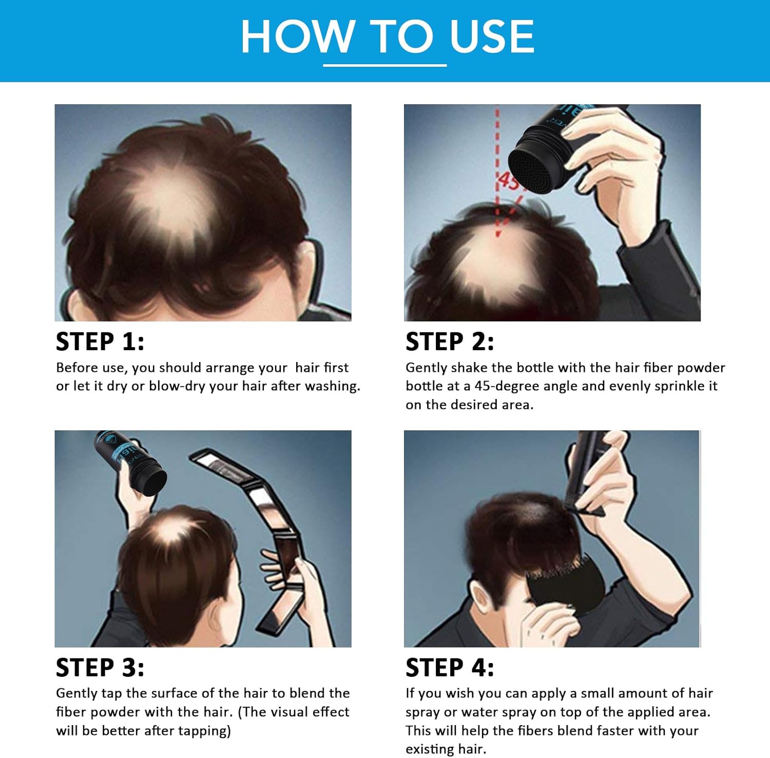 Fibres capillaires - kératine densifiante - noir - cheveux plus épais, aspect naturel