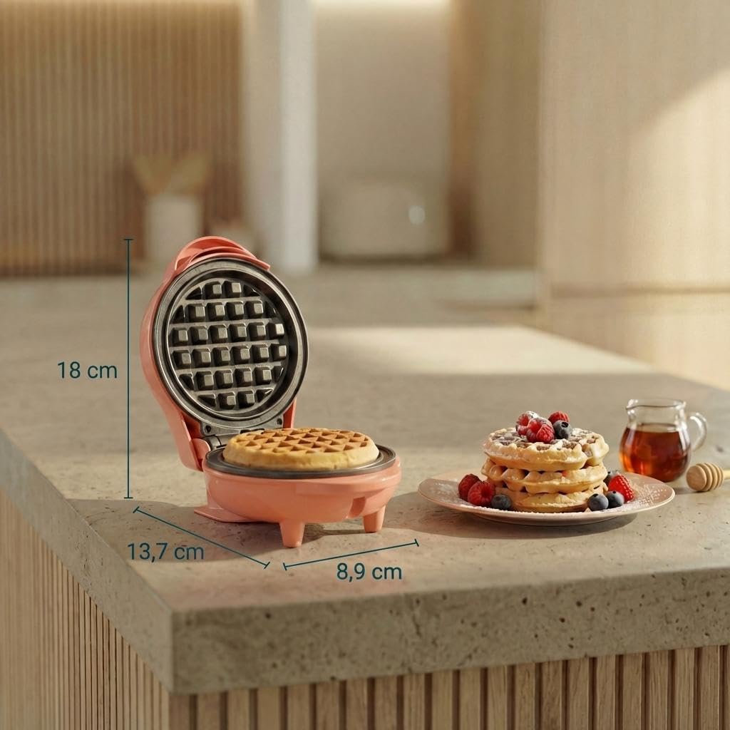 Bestron - Mini gaufrier rétro orange - compact - antiadhésif, idéal fêtes