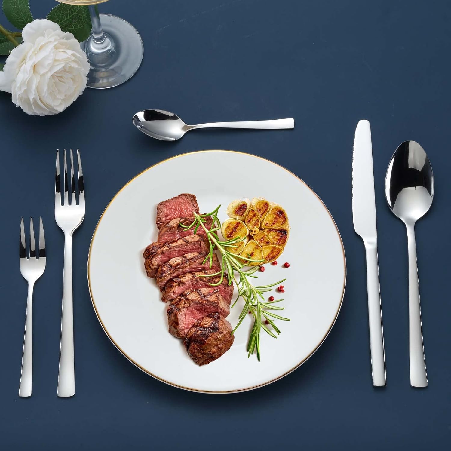 Hunnycook - couverts inox 60 pièces - pour 12 personnes, lavable