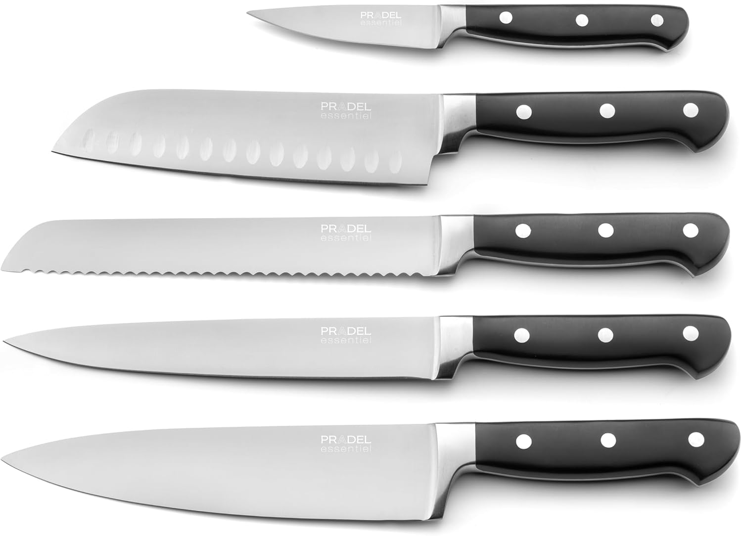 Blason - Set 5 couteaux inox 13C, finition satinée, noir