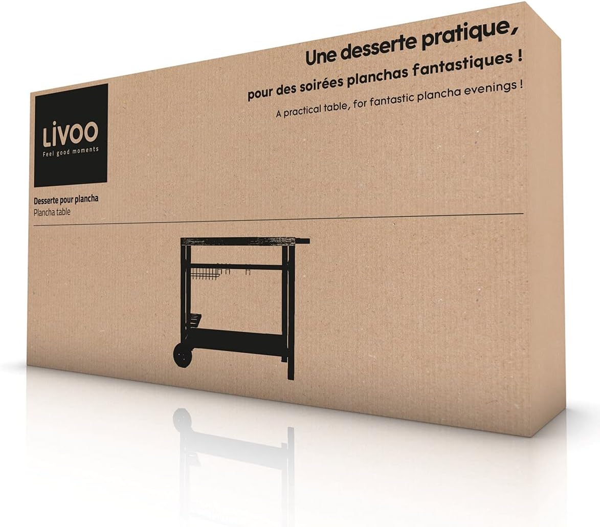 Chariot plancha noir/bois - rangement intégré - GS131