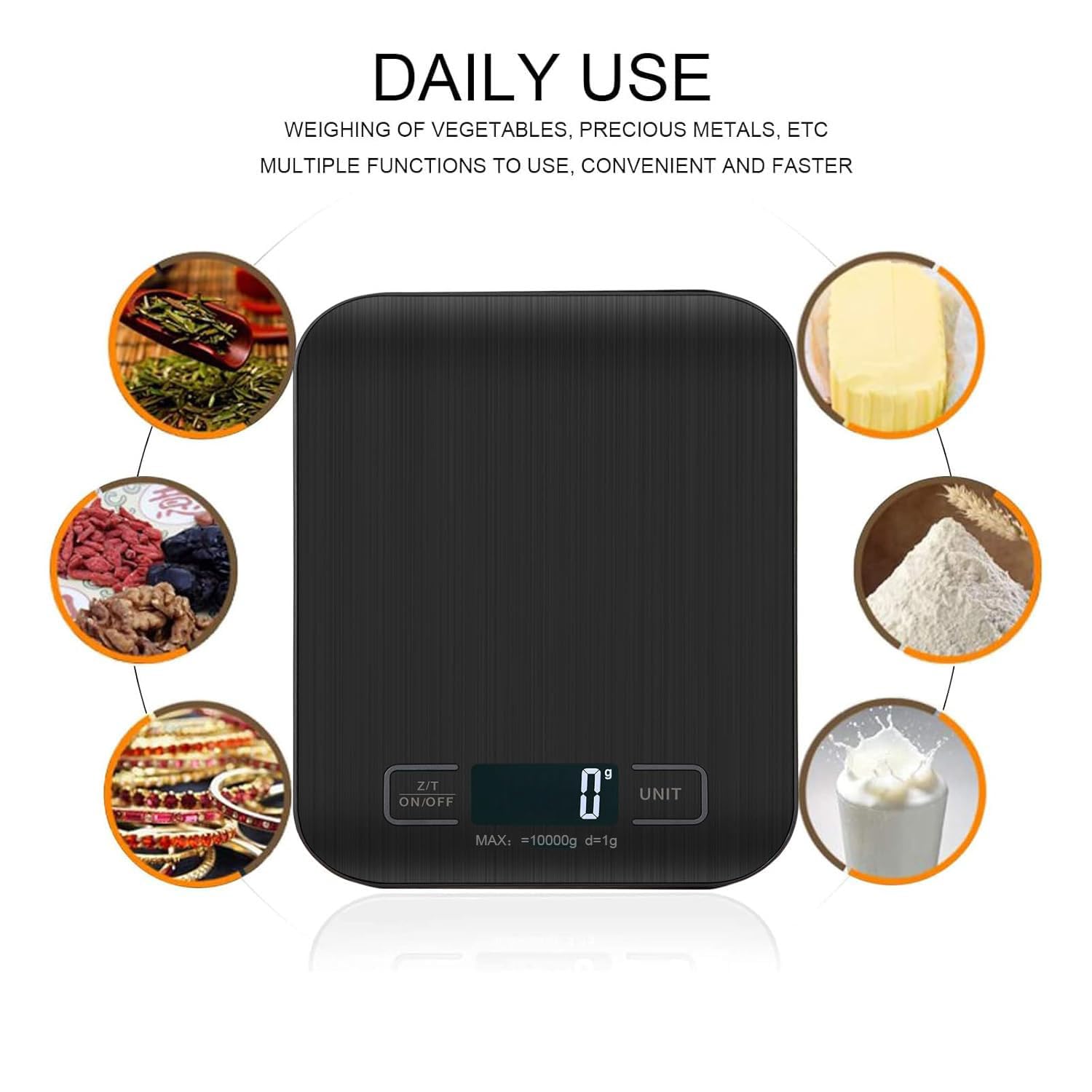 Balance de cuisine - numérique 10kg - écran LCD, tare, précision 1g