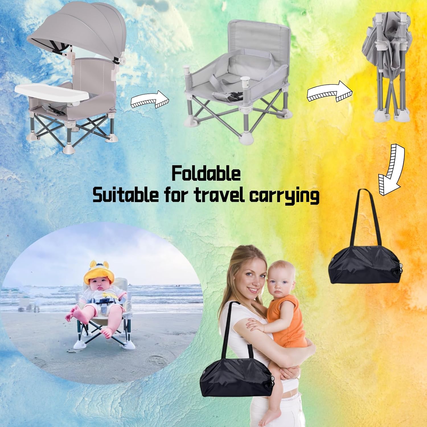 Little Bean - rehausseur pliable, plateau amovible, portable, bleu