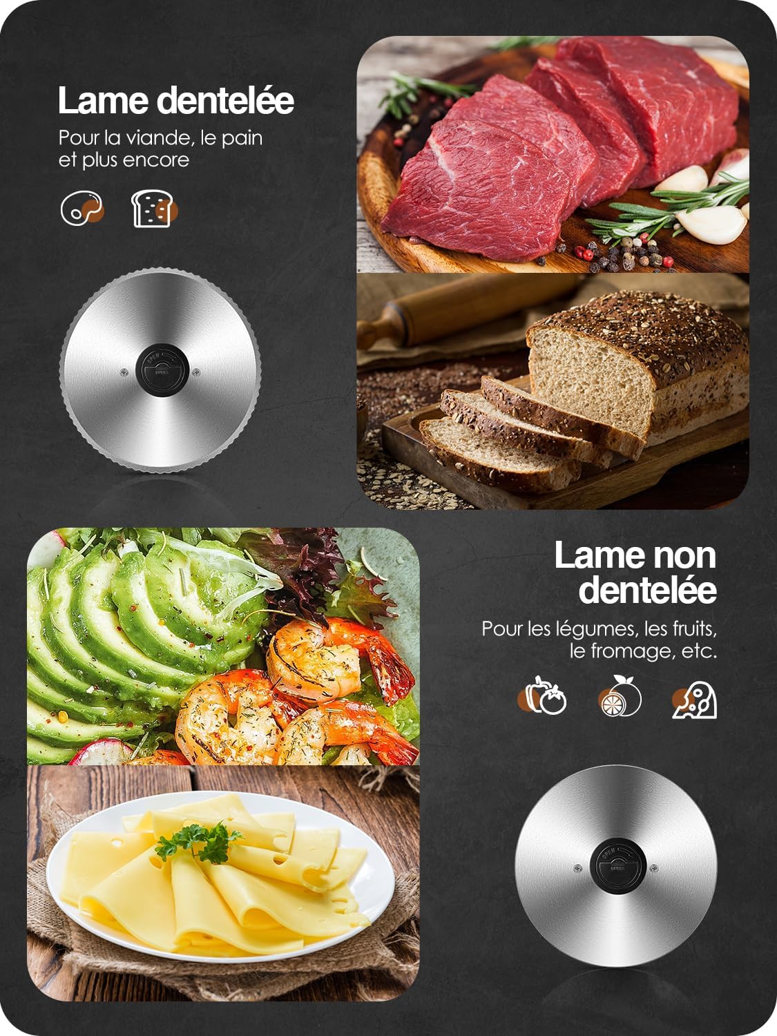 YASHE - trancheuse série SL-518 - 19cm, 250W, épaisseur réglable, sécurité, SL-518