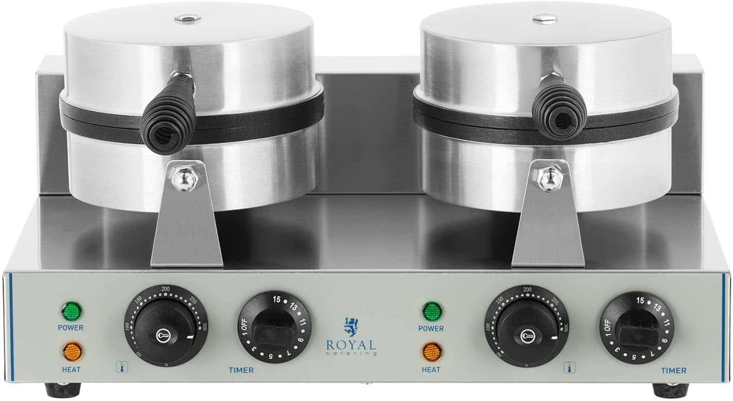 Royal Catering - gaufrier double rond - 2x1300W, minuterie, inox, RCWM-2600-R