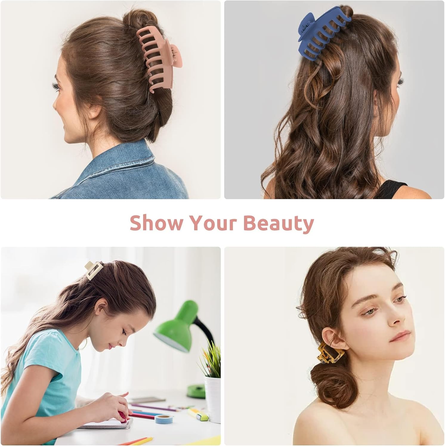 Pinces à cheveux - double dents, 4 grandes 4 moyennes, multicolore