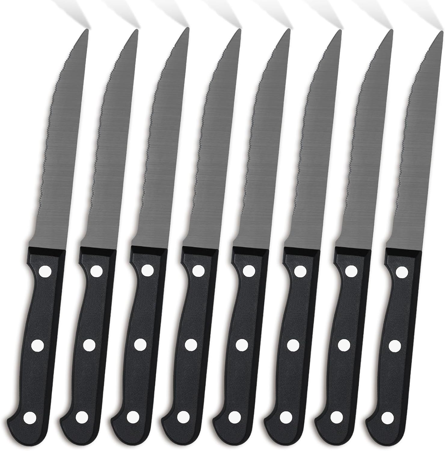 Pleafind - couteaux à steak - 21cm - inox, lame dentelée, lavable