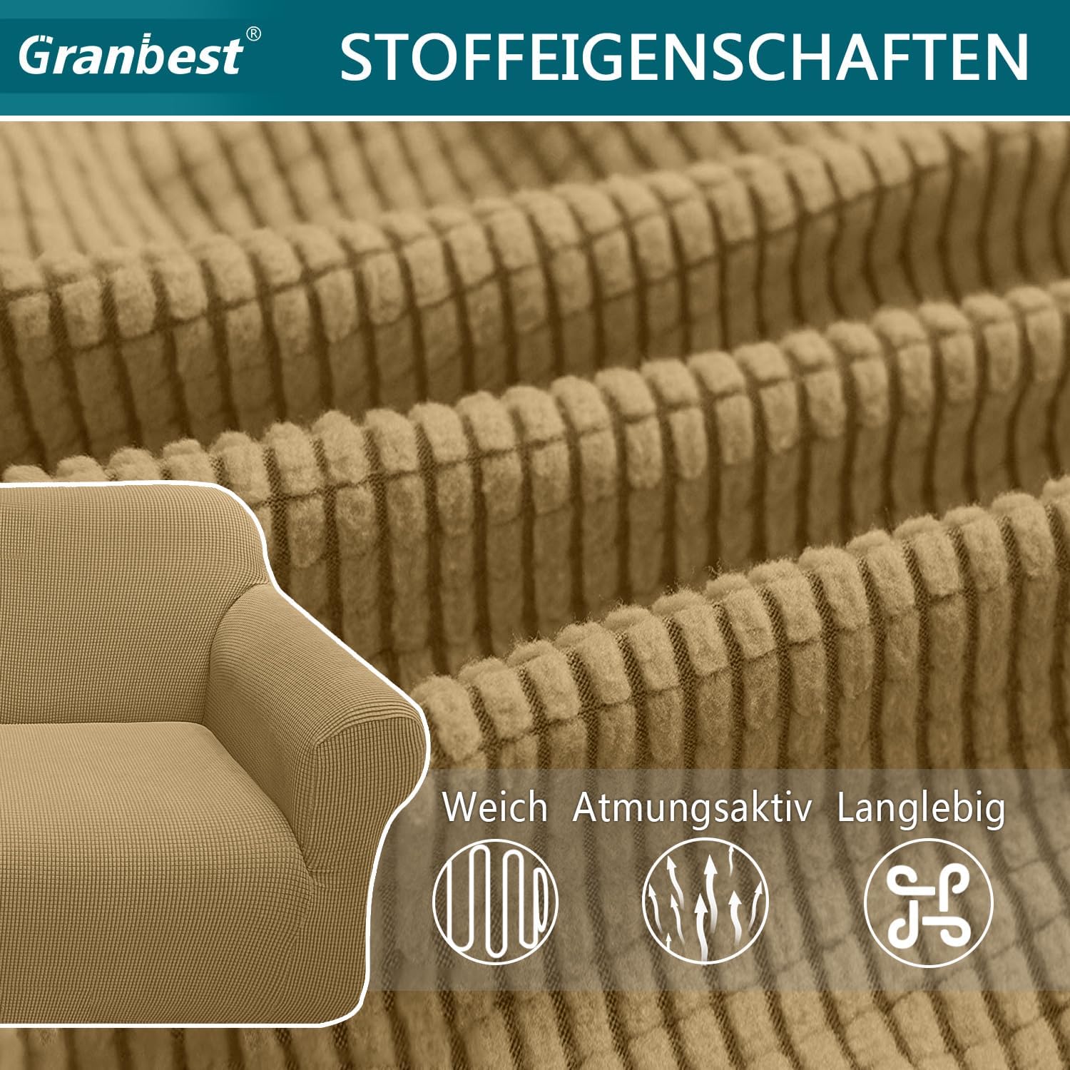 Granbest - housse canapé jacquard 2 places - extensible, protection animaux