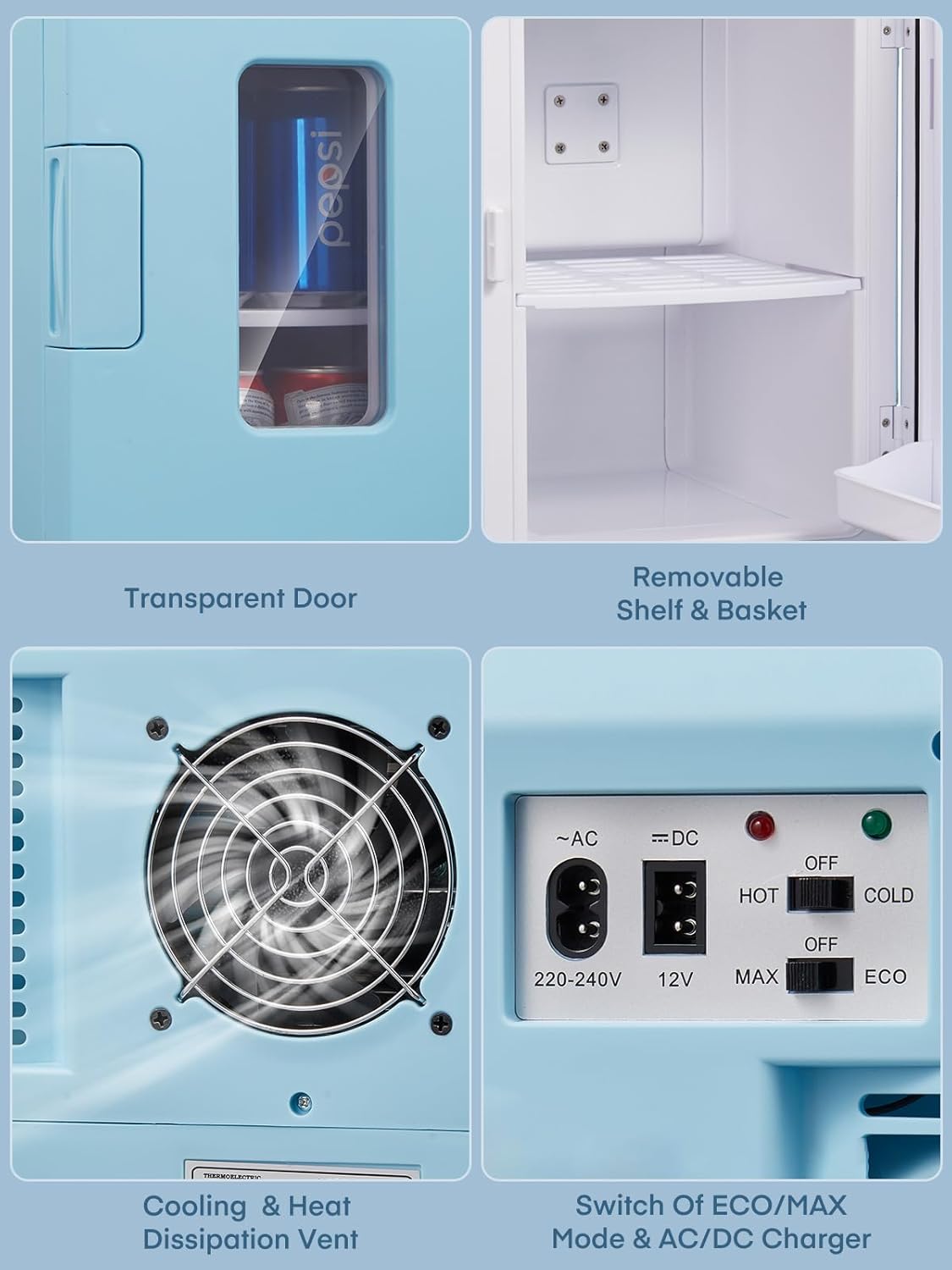 FOHERE - Mini Frigo 15L - compact, chaud/froid, silencieux, portable