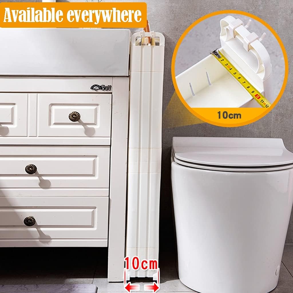 Chariot de rangement - 5 niveaux, 10 cm largeur, plastique blanc, roulettes