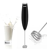 VINATO Mousseur à lait électrique, Mousseur à lait à piles avec Fouet en Acier Inoxydable, Mini-m...