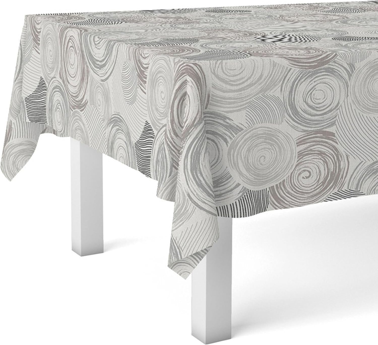 Nappe en toile cirée - rectangulaire 220x140cm - imperméable, anti-taches, entretien facile, gris