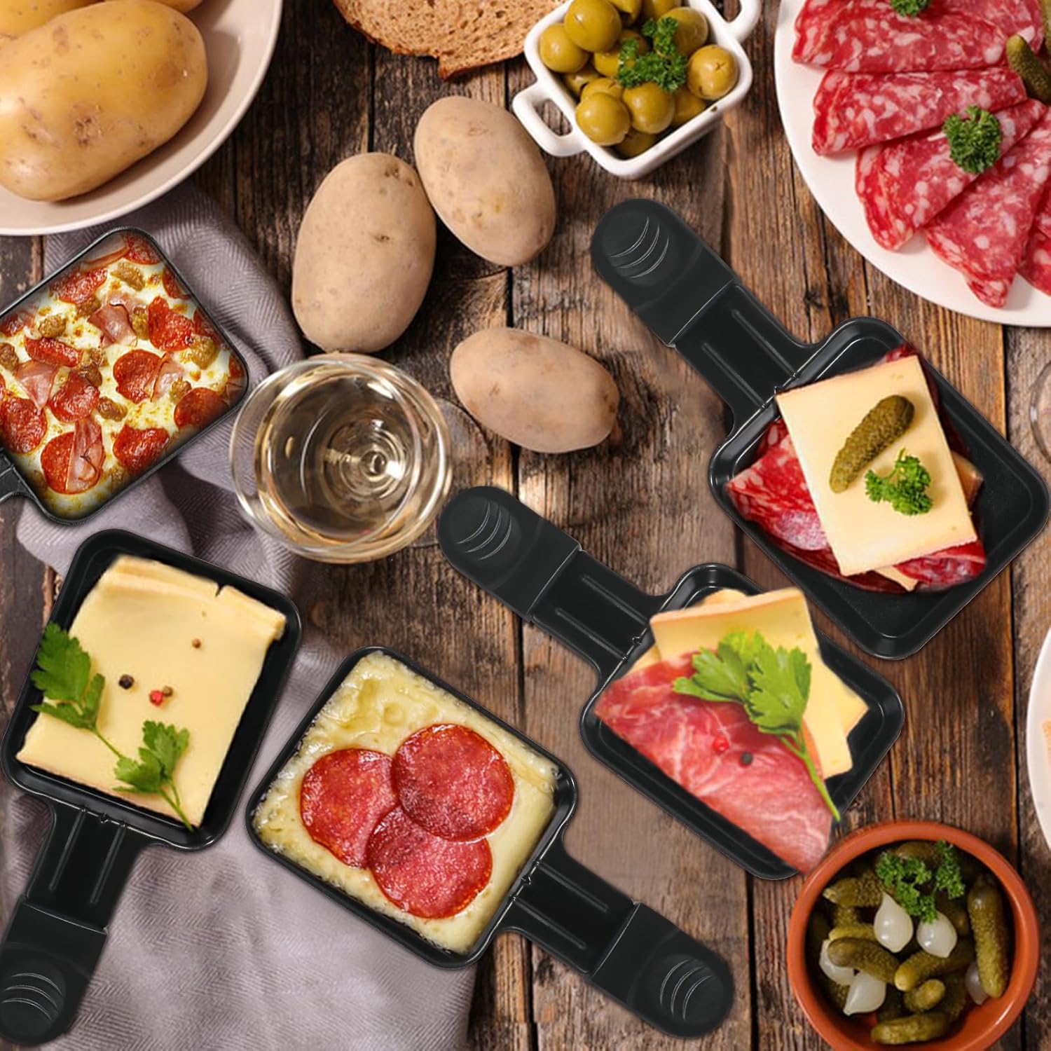 HengBO - poêlon raclette carré 18x8.5x1.5cm antiadhésif 8pcs