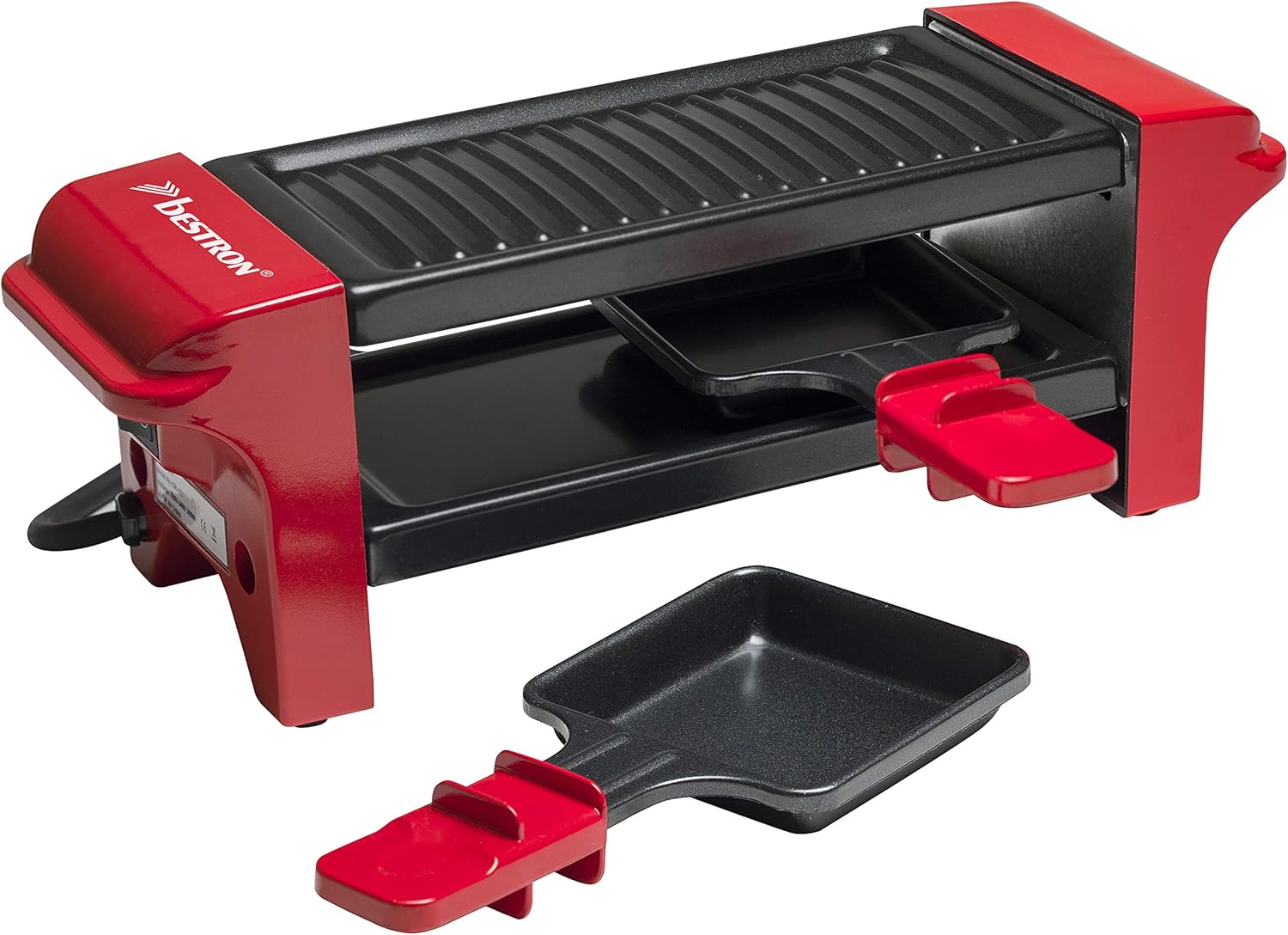 Bestron - Mini Raclette 2 pers, 350W, antiadhésif, Rouge/Noir