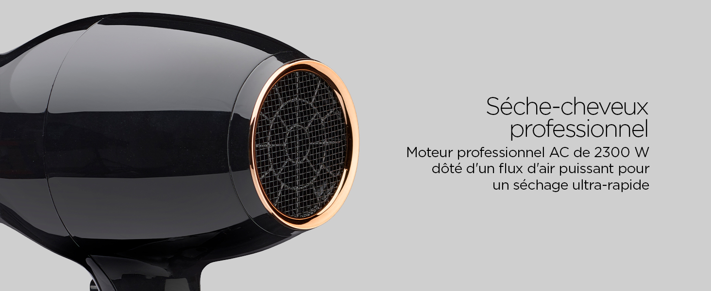 BaByliss, sèche-cheveux Power Pro 2300, D5245E, séchage rapide, fonction ionique anti-fizz, séche