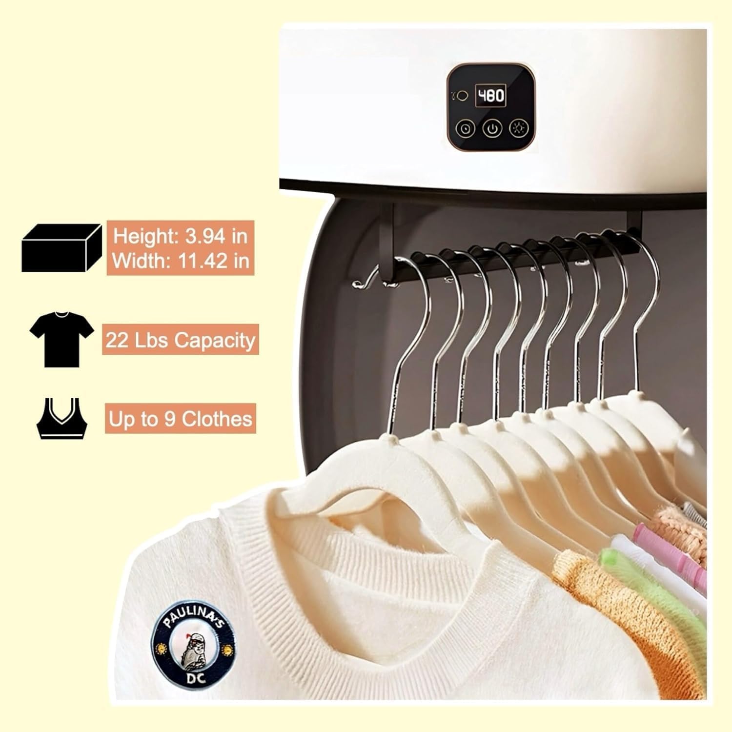 Mini sèche-linge - pompe à chaleur - minuterie 1-8H, UV, télécommande