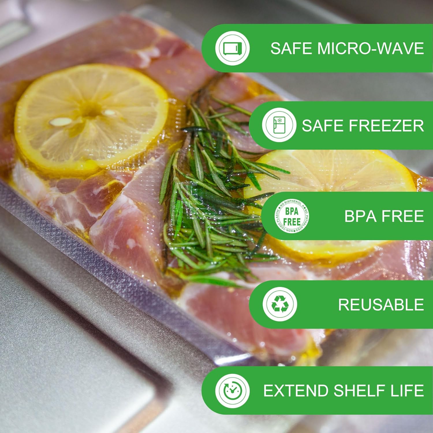 KitchenBoss - rouleaux sous vide alimentaire - 28x600cm, 20x600cm - lot de 6, compatible cuisson sous vide