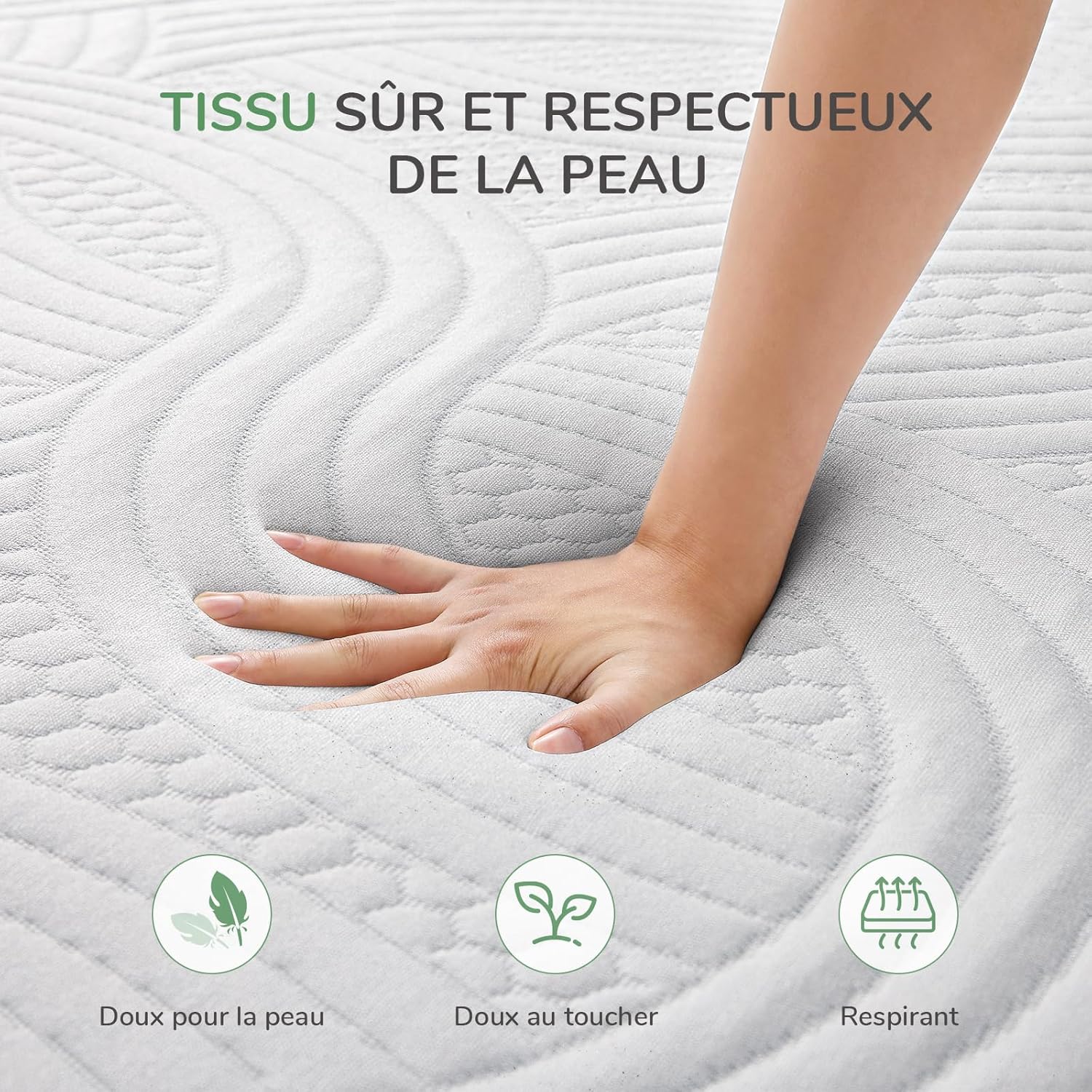 Novilla - Surmatelas Gel Mémoire 150x190 cm, 5 cm, housse lavable