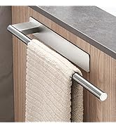 Dvocel Porte-serviettes sans perçage Barre porte-serviettes à coller 304 Acier inoxydable Argent brossé Monocas...