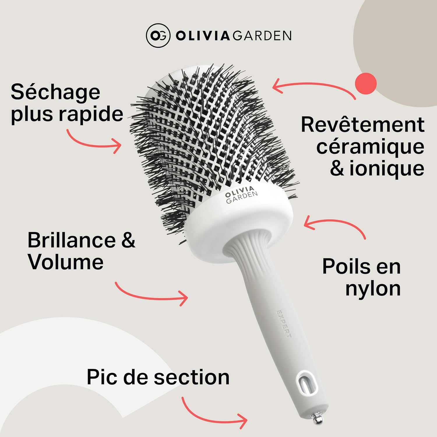 Olivia Garden - Expert Blowout Shine - ronde céramique - brushing antistatique et sans frisottis