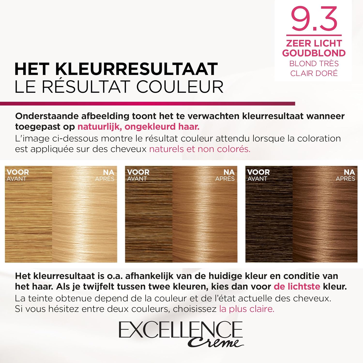 L'Oréal Paris - Excellence Crème - coloration cheveux 9.3 blond doré clair - lot de 2
