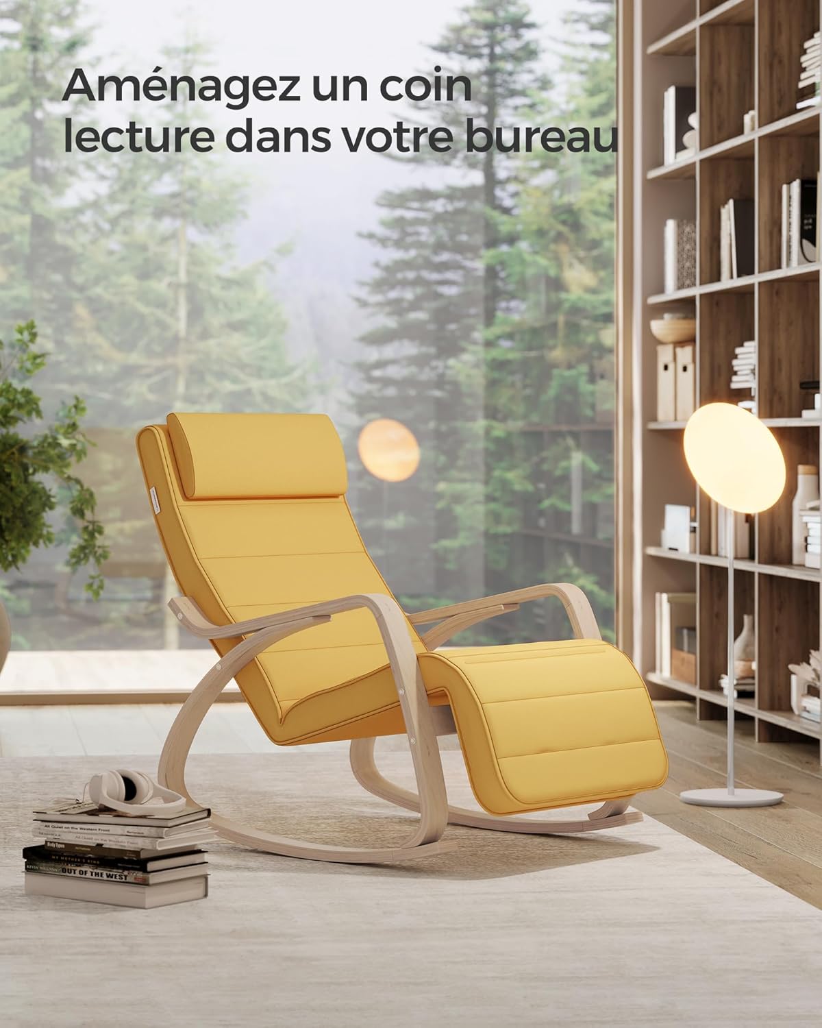 SONGMICS - fauteuil à bascule, bois, 121.5x67x84cm, 150kg, LYY010YE01