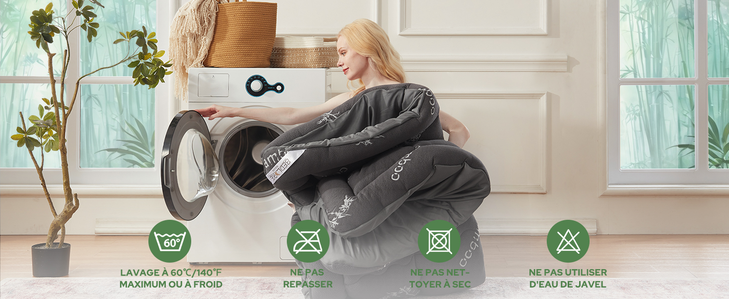 Séquence d'entretien des plantes d'intérieur montrant les différentes étapes de l'entretien des plantes à l'aide d'icônes. Plantes vertes visibles sur une étagère blanche.