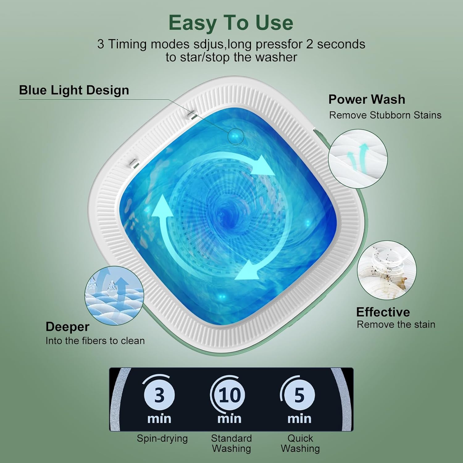 Mini machine à laver - 12L - 3 modes, pliable, panier essorage