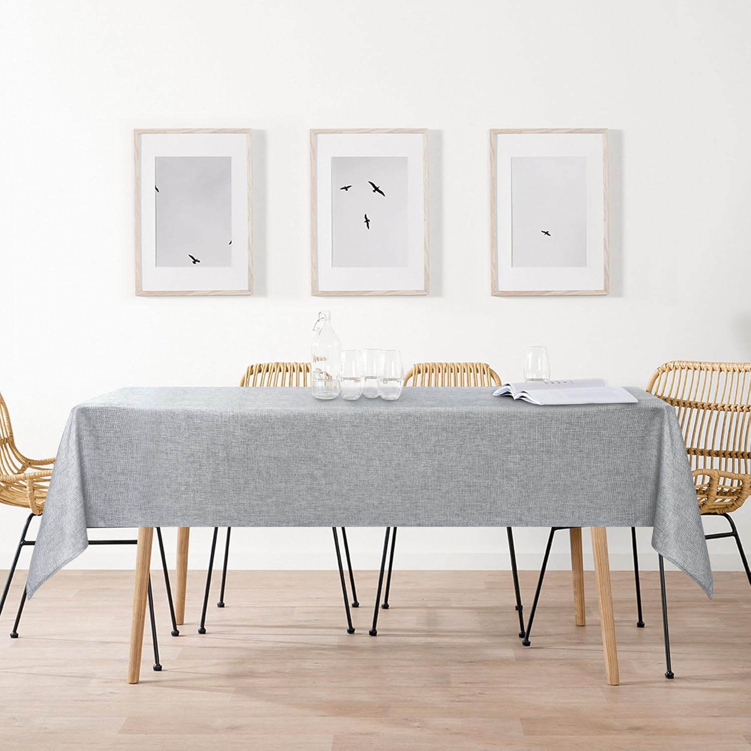 DWCN - Nappe effet lin 135x160cm - lavable, imperméable, anti-tache