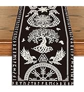 Artoid Mode Chemin de table Noir Viking Arbre de Vie Corbeau Casque de la révérence Table saisonnière...