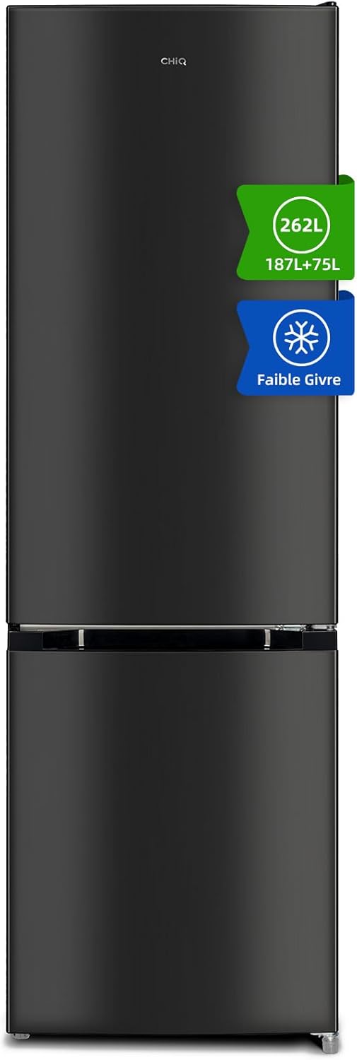 CHIQ - Réfrigérateur bas série FBM - 262L, inox, portes réversibles, low frost, silencieux, garantie 12 ans - FBM260L