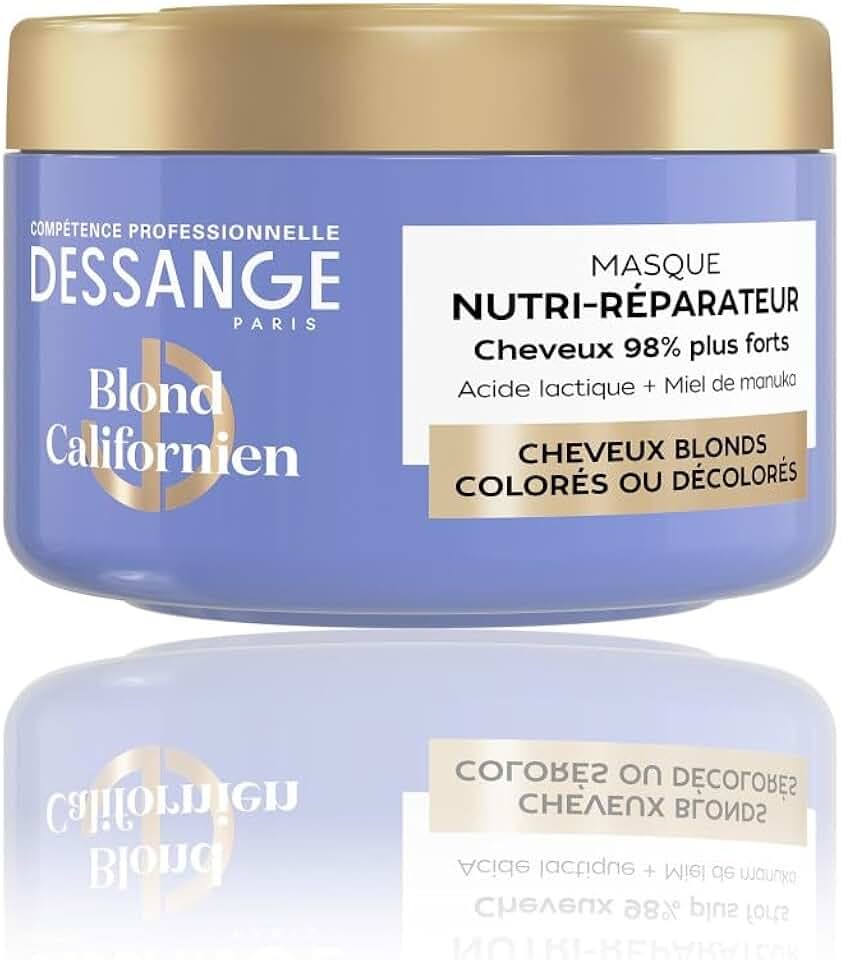Dessange - Masque Nutri-Réparateur Blond Californien 280ml - Acide lactique, miel de manuka, nourrit et protège