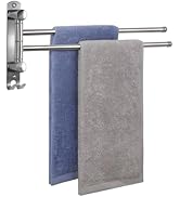 JSVER Porte Serviette Murale Salle de Bain,Porte Serviette 180° Rotatives en Acier Inoxydable Dou...