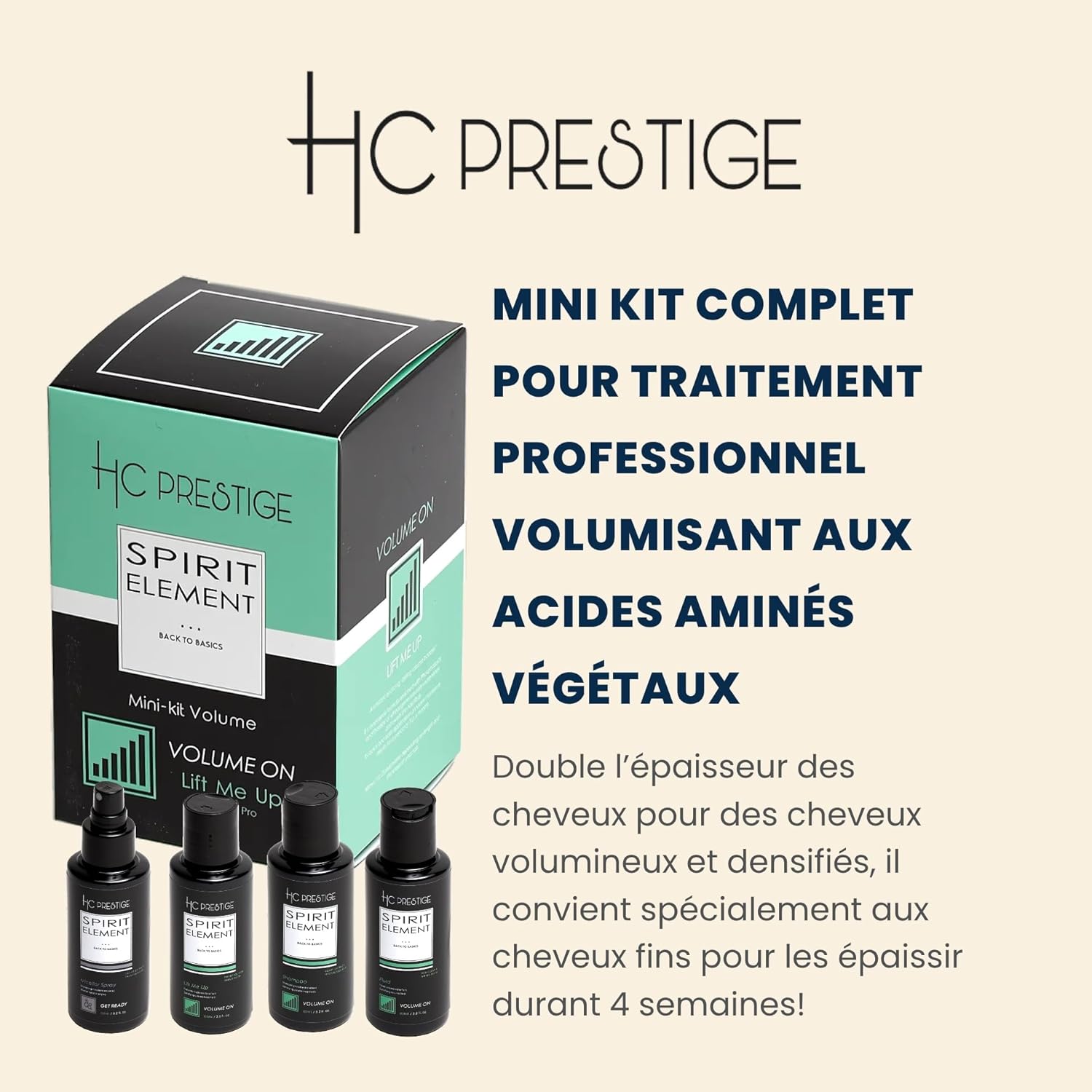 Mini Kit Capillaire – Routine Volume Pro – 4x100ml, naturels, sans sulfate, cheveux fins