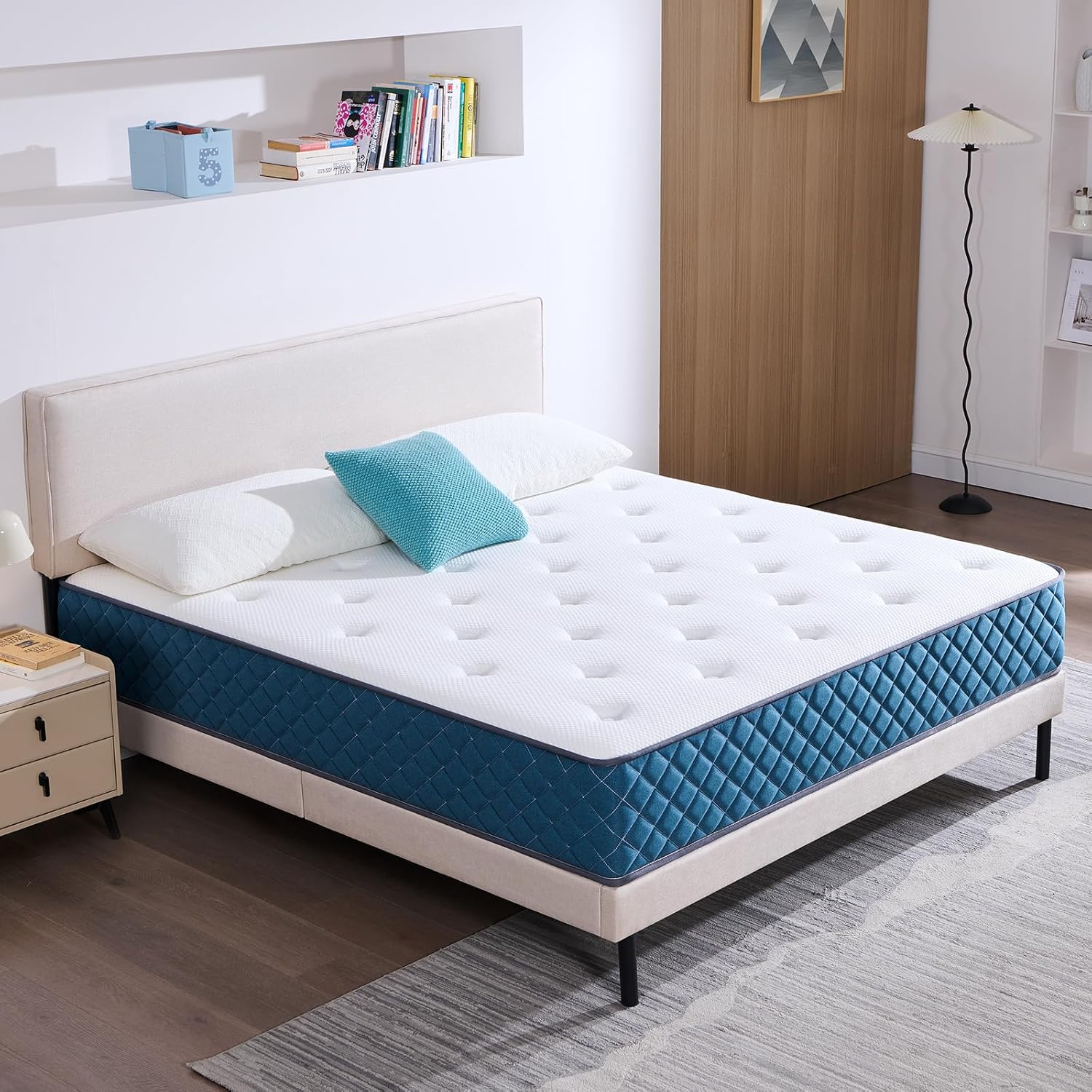 Matelas - 140x190x25 cm - ressorts ensachés, mémoire de forme, soutien parfait, respirant