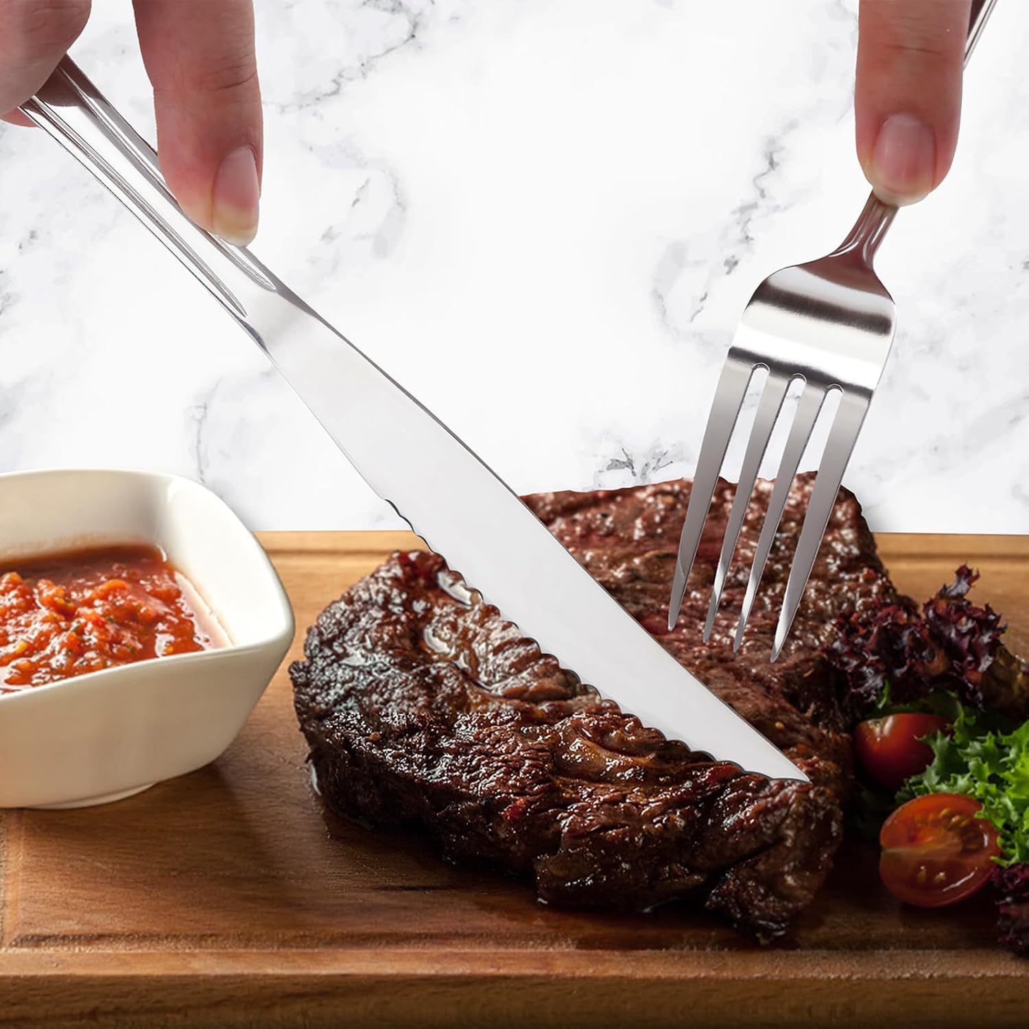 Hunnycook - Set de couverts 30 pièces - inox, couteaux steak, lavable