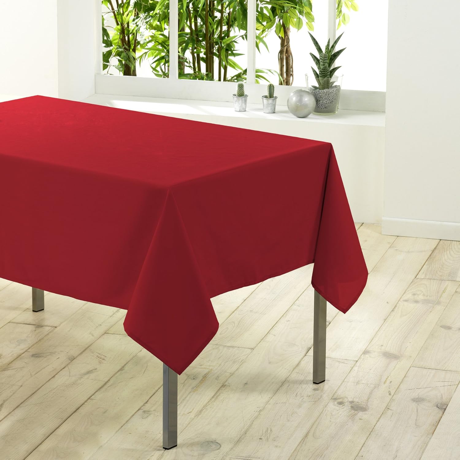 L'harmonie du décor - Essentiel - nappe polyester rouge 140x200cm - 1720199
