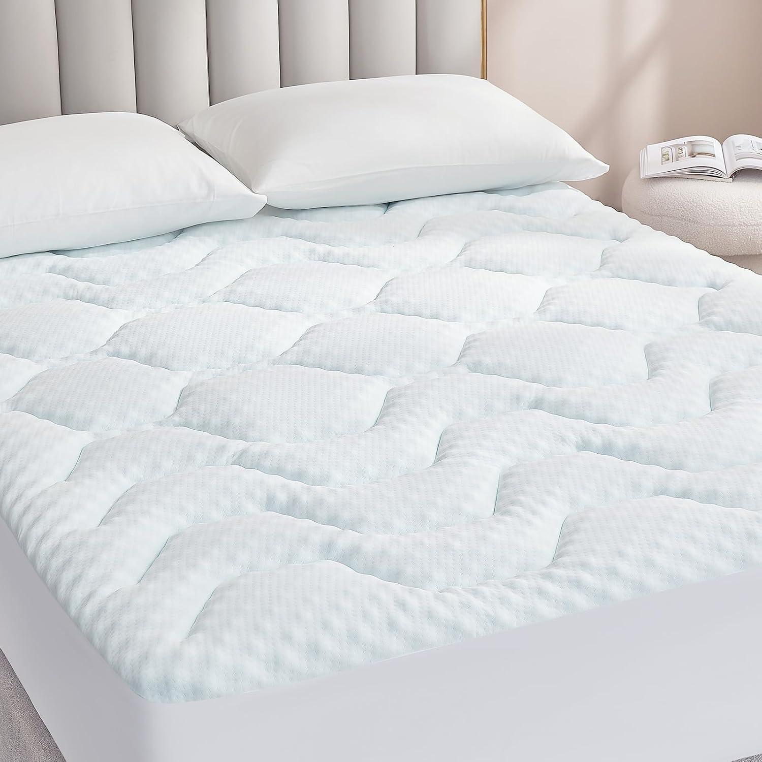 EHEYCIGA - Surmatelas mémoire forme - 135x190 cm - fibre rafraîchissante, poche profonde