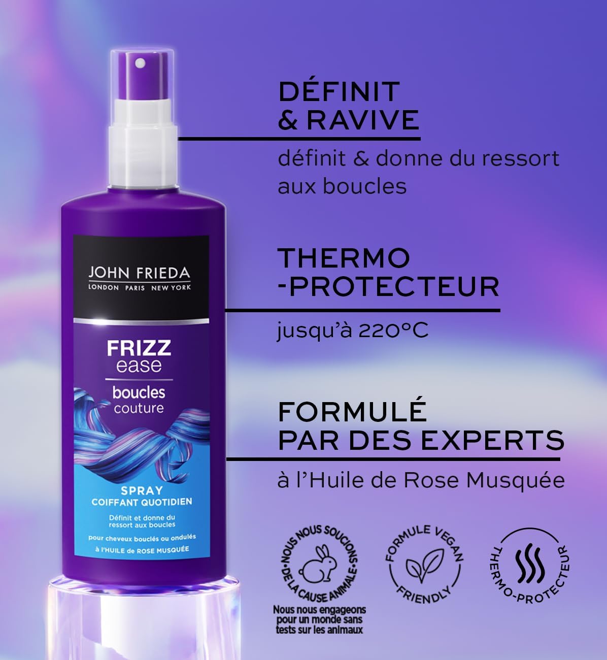 John Frieda - Frizz Ease Boucles Couture - 200ml x2 - Spray coiffant quotidien anti-frisottis