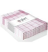 Glart Lot de 5 serviettes en coton à carreaux Rouge/coton Taille unique, Rouge/Blanc